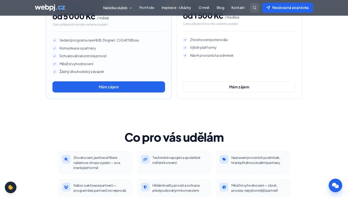 Ceník správy affiliate programu — správa od 5 000 Kč měsíčně, konzultace a nastavení od 1 500 Kč za hodinu