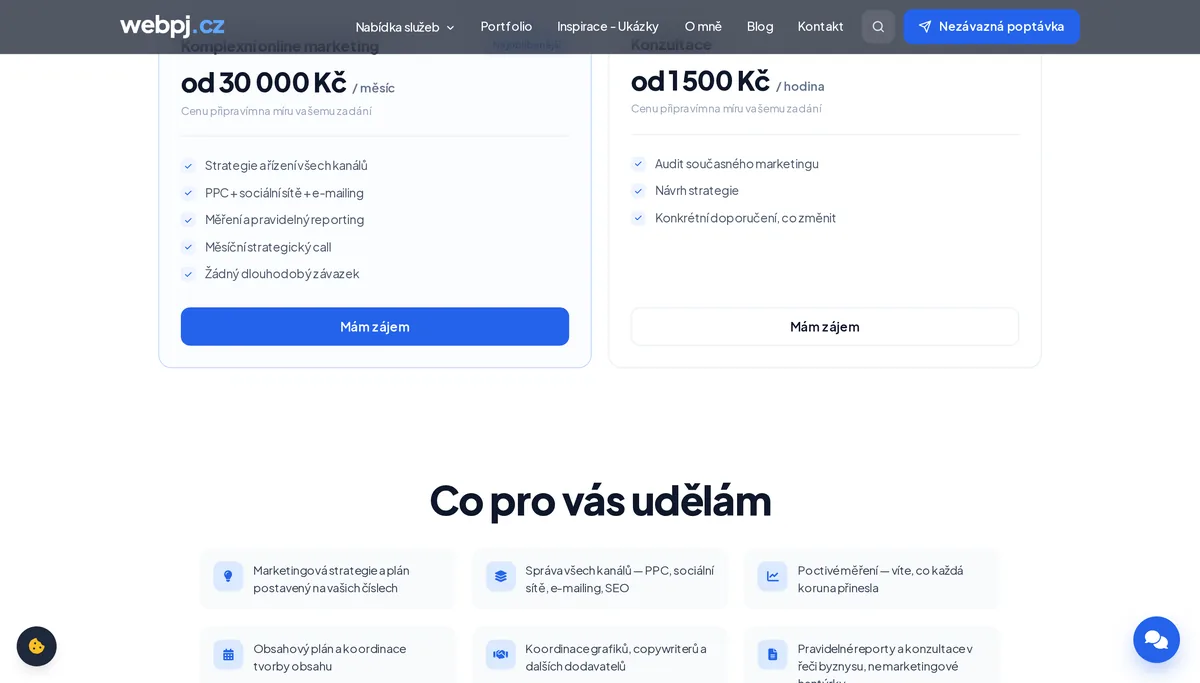 Ceník komplexního online marketingu — správa od 30 000 Kč měsíčně, konzultace od 1 500 Kč za hodinu